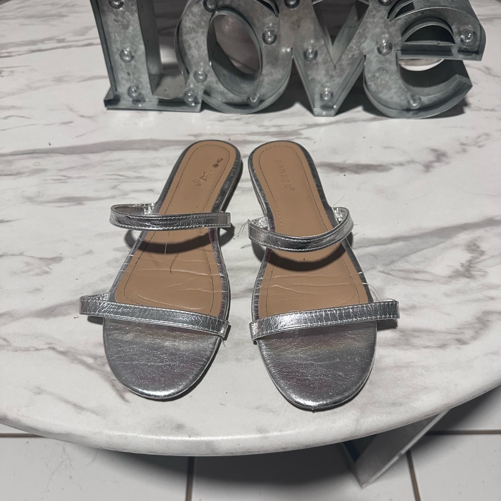 BAMBOO Silver Double Strap Sandals